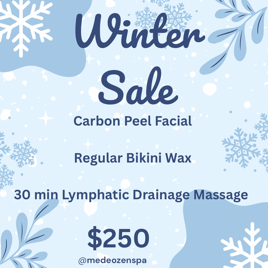 WINTER SALE $250 Carbon Peel Facial, Regular Bikini Wax, 30 Min Lymphatic Drainage Massage